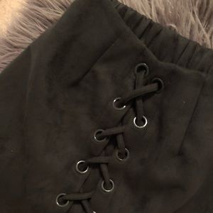 Lace up olive green skirt!